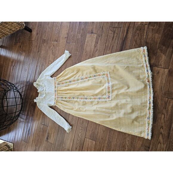 Vintage 1970's Floral Lace Praire Dress Boho Cottagecore Peasant Women's M - Picture 11 of 16